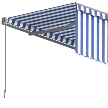 5x3m Manual Retractable Awning - Blue & White | Hipomarket