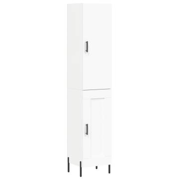 Elegant Highboard in White - 34.5x34x180 cm Engineered Wood