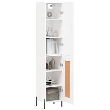 Elegant Highboard in White - 34.5x34x180 cm Engineered Wood