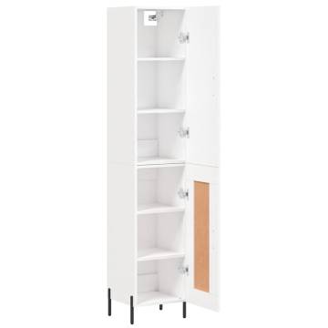 Elegant Highboard in White - 34.5x34x180 cm Engineered Wood