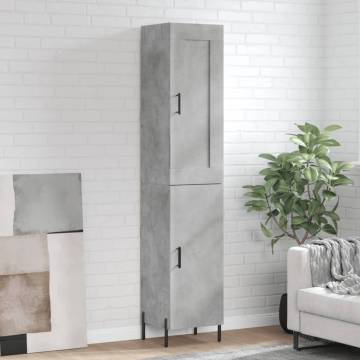 Elegant Highboard in Concrete Grey | Engineered Wood - 180 cm