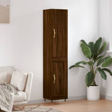 Stylish Highboard Brown Oak - 34.5x34x180 cm | Hipomarket