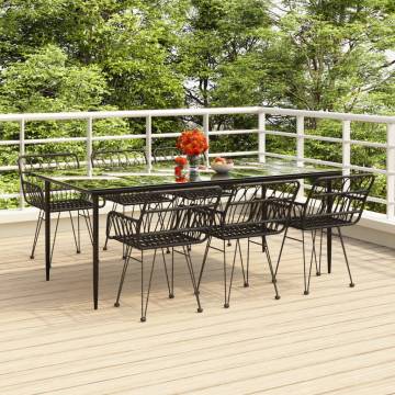 7 Piece Garden Dining Set | Black Poly Rattan