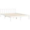 White Bed Frame with Headboard - 140x200 cm Solid Wood