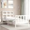 White Bed Frame with Headboard - Solid Pine Wood 100x200 cm