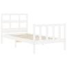 White Bed Frame with Headboard - Solid Pine Wood 100x200 cm