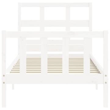 White Bed Frame with Headboard - Solid Pine Wood 100x200 cm