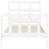 White Bed Frame with Headboard - Solid Pine Wood 100x200 cm