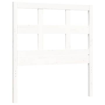 White Bed Frame with Headboard - Solid Pine Wood 100x200 cm