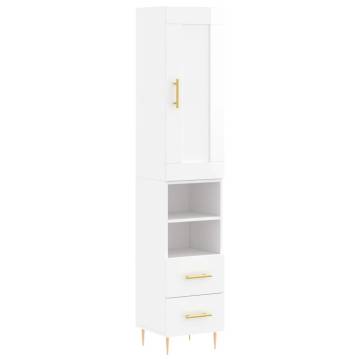 Elegant Highboard High Gloss White - 34.5x34x180 cm