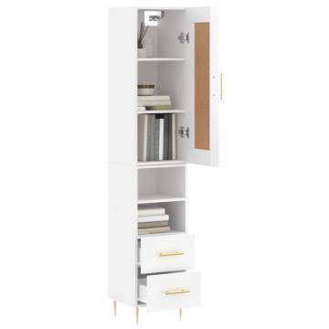 Elegant Highboard High Gloss White - 34.5x34x180 cm