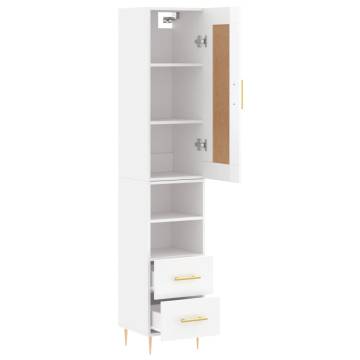 Elegant Highboard High Gloss White - 34.5x34x180 cm