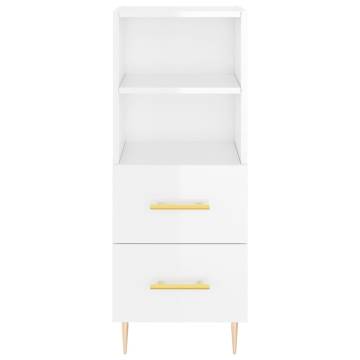 Elegant Highboard High Gloss White - 34.5x34x180 cm