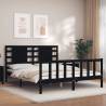 Bed Frame with Headboard Black King Size Solid Wood Colour black Size 150 x 200 cm 