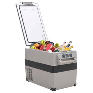 Cool Box with Handle - 35L Portable Black & Grey Cooler