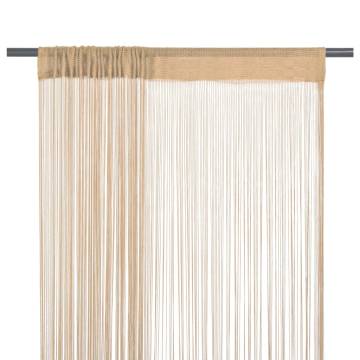 Beige String Curtains 2 pcs 140x250 cm - Practical Home Decor