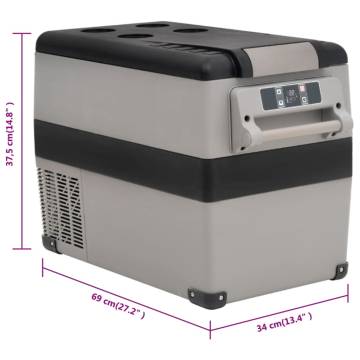 Cool Box with Handle - 35L Portable Black & Grey Cooler