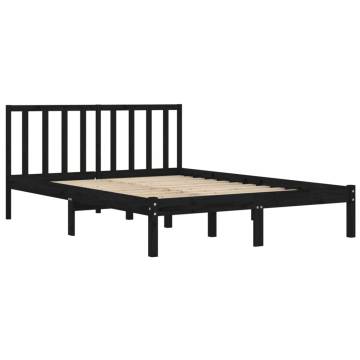 Solid Wood Black Bed Frame 135x190 cm Double | HipoMarket