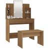 Dressing Table Set with LED - Brown Oak Engineered Wood