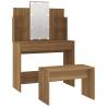 Dressing Table Set with LED - Brown Oak Engineered Wood