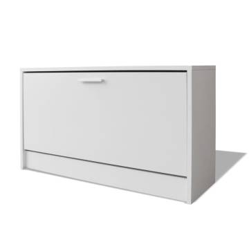 Stylish White Shoe Storage Bench | 80x24x45 cm