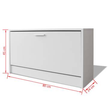 Stylish White Shoe Storage Bench | 80x24x45 cm