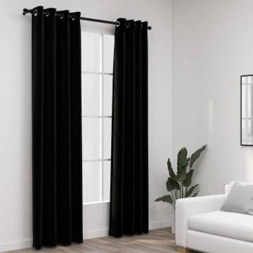 Linen-Look Blackout Curtains - 140x245cm, Black, 2pcs | HiPoMarket