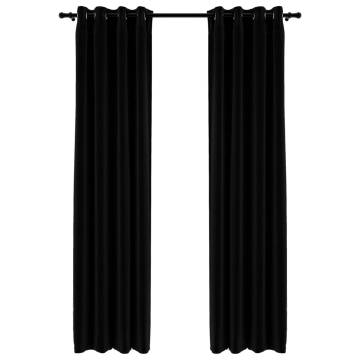 Linen-Look Blackout Curtains - 140x245cm, Black, 2pcs | HiPoMarket