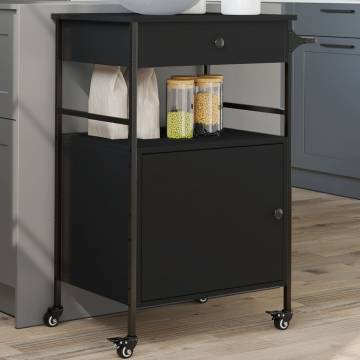 Kitchen Trolley Black 56x43x89.5 cm - Engineered Wood Storage