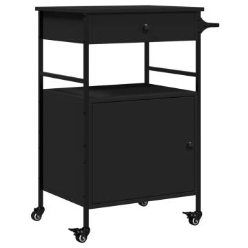 Kitchen Trolley Black 56x43x89.5 cm - Engineered Wood Storage