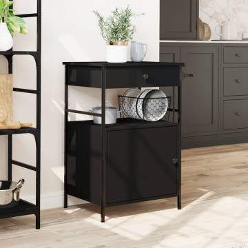 Kitchen Trolley Black 56x43x89.5 cm - Engineered Wood Storage