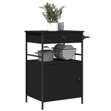 Kitchen Trolley Black 56x43x89.5 cm - Engineered Wood Storage