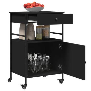 Kitchen Trolley Black 56x43x89.5 cm - Engineered Wood Storage