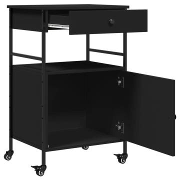 Kitchen Trolley Black 56x43x89.5 cm - Engineered Wood Storage