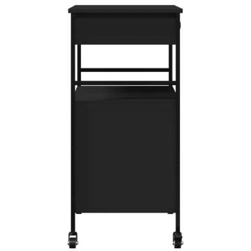 Kitchen Trolley Black 56x43x89.5 cm - Engineered Wood Storage