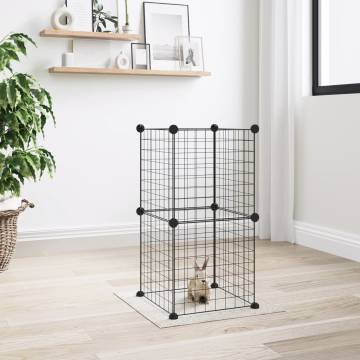 8-Panel Pet Cage Black - Safe & Spacious for Your Pets