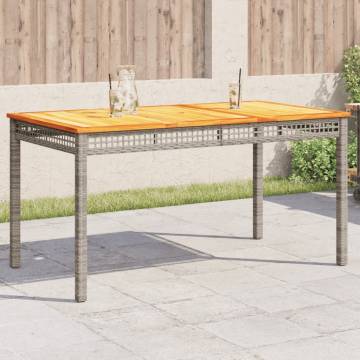 Garden Table Grey 140x80 cm - Durable Poly Rattan & Acacia Wood