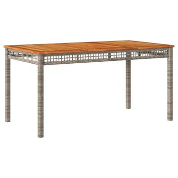 Garden Table Grey 140x80 cm - Durable Poly Rattan & Acacia Wood