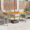 Garden Table Grey 140x80 cm - Durable Poly Rattan & Acacia Wood