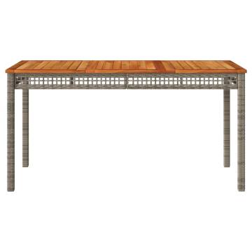 Garden Table Grey 140x80 cm - Durable Poly Rattan & Acacia Wood