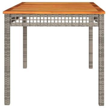 Garden Table Grey 140x80 cm - Durable Poly Rattan & Acacia Wood