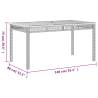 Garden Table Grey 140x80 cm - Durable Poly Rattan & Acacia Wood