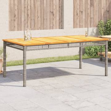 Garden Table Grey 180x90 cm - Poly Rattan & Acacia Wood