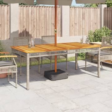 Garden Table Grey 180x90 cm - Poly Rattan & Acacia Wood