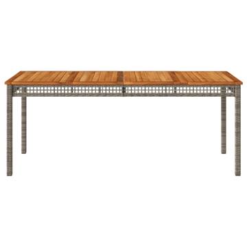 Garden Table Grey 180x90 cm - Poly Rattan & Acacia Wood