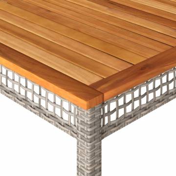 Garden Table Grey 180x90 cm - Poly Rattan & Acacia Wood