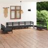 8 Piece Garden Lounge Set Black Solid Pinewood Colour black Number of 1 