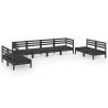 8 Piece Black Solid Pinewood Garden Lounge Set | HipoMarket