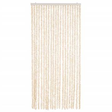 Fly Curtain Beige and White 90x200 cm Chenille - Hipomarket