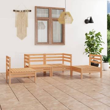 4 Piece Garden Lounge Set - Solid Pinewood | HipoMarket UK